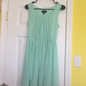 mint cinched waist dress